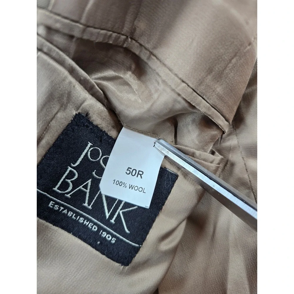 JoS A Bank Suit Mens 50R 2 Piece Pants 40x31 Taupe Wool Pleated Classic Fit